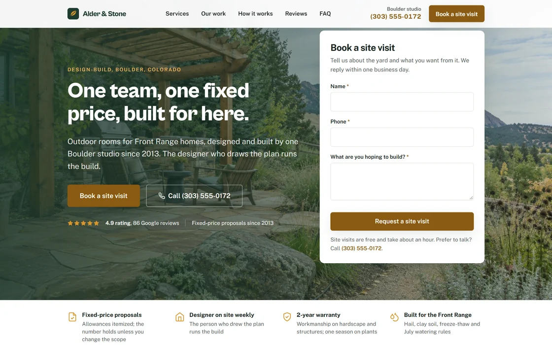 Alder & Stone homepage hero