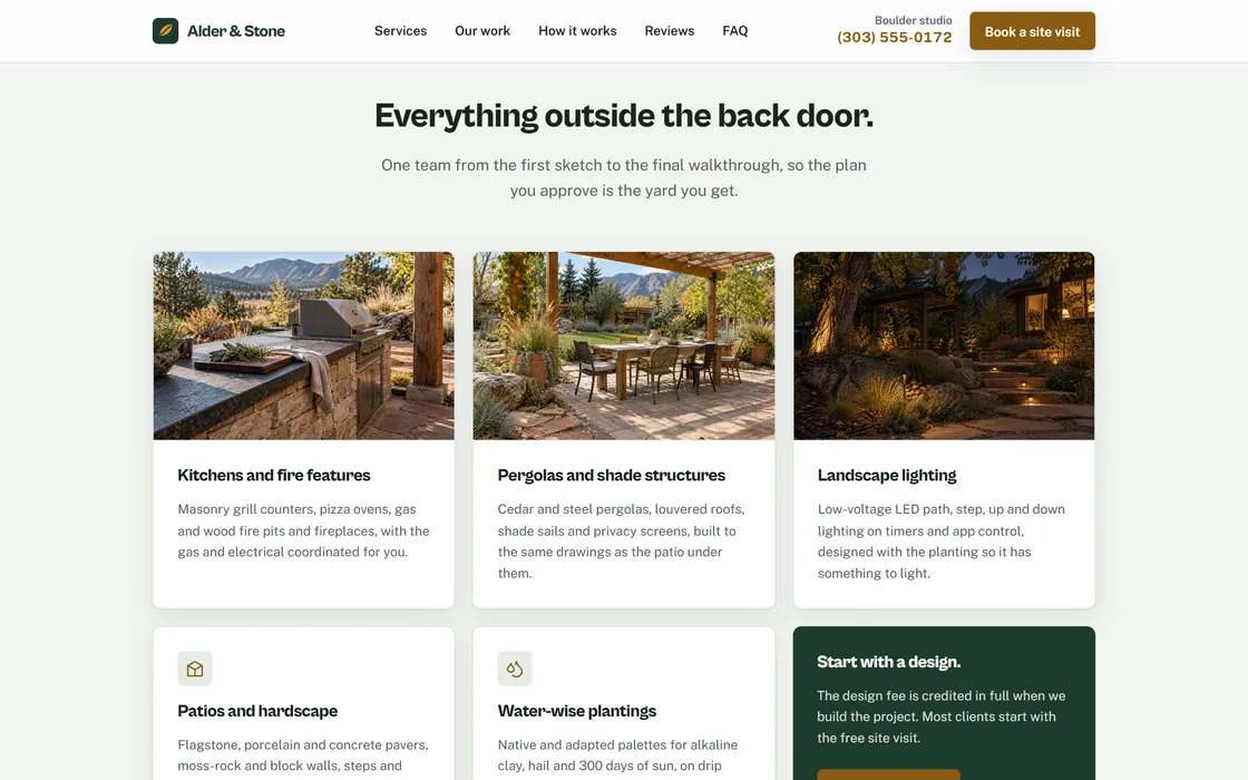 Alder & Stone services section