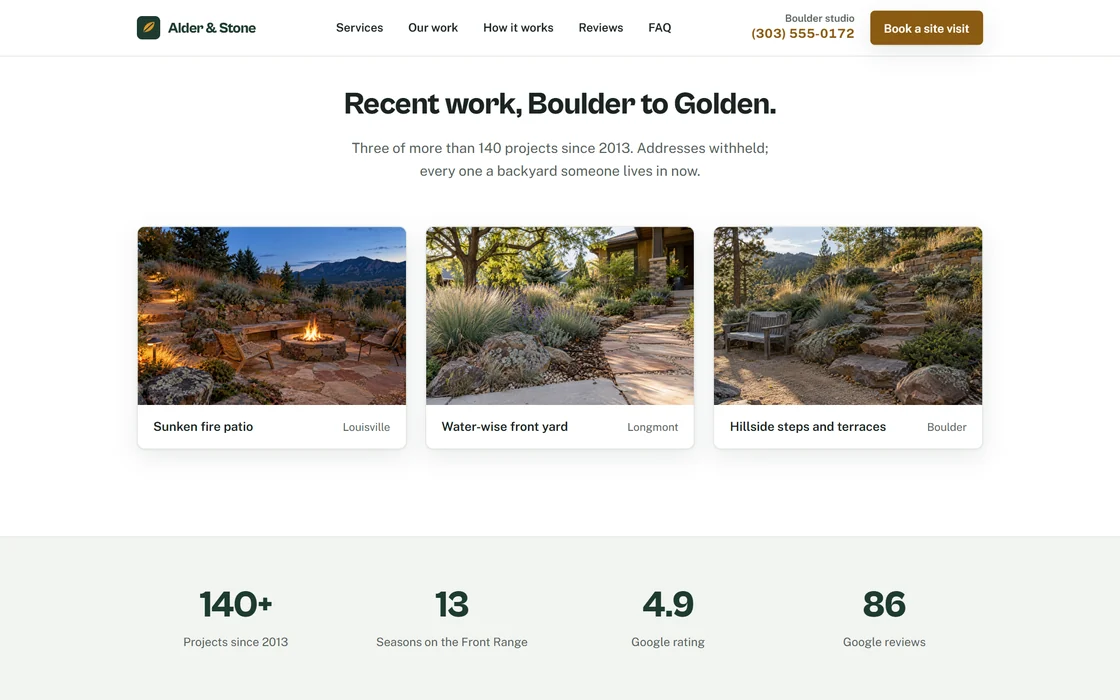 Alder & Stone recent work section