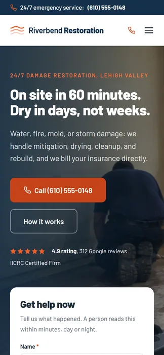 The same site on a phone